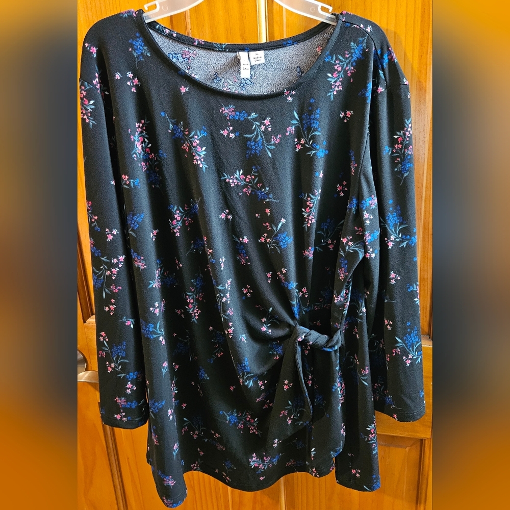 Black floral blouse